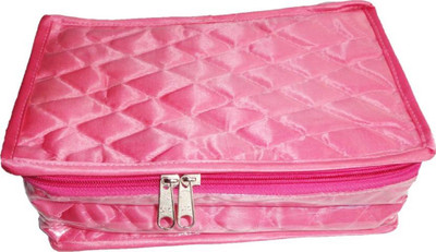 

shivanshshine Pack Of 4 PC Satin 5 Pouch Necklace Jewellery Makeup Storage (Pink) Vanity Box Vanity Box(Pink)