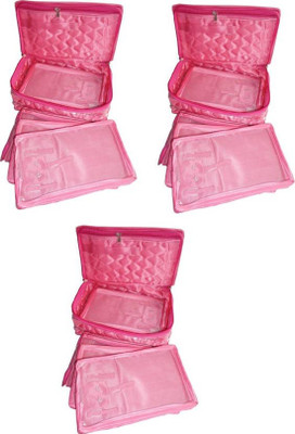 

shivanshshine Pack Of 3 PC Satin 5 Pouch Necklace Jewellery Makeup Storage (Pink) Vanity Box Vanity Box(Pink)