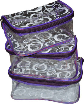 

ABHINIDI pack of 1 cosmetic pouch set of 3 bridal organizer jewellry srorage jewellery and Cosmatic pouch Vanity Box(Prple)