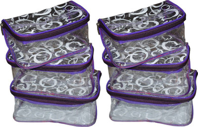 

ABHINIDI Combo of 2 cosmetic bag bridal Organizer jewellry storage vanity box-set of 3 each jewellry vanity box jewellery and Cosmatic pouch Vanity Box(Purple)