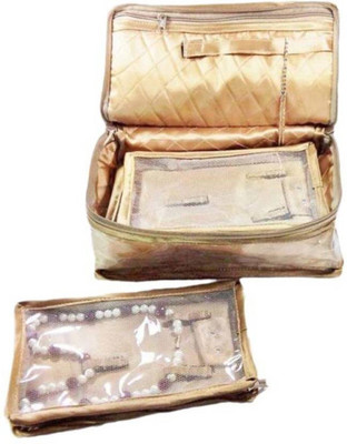 

FUNKROO Pack of 1 Necklace pouch bridal organizer jewellry srorage jewellery and Cosmatic pouch Vanity Box(Gold)