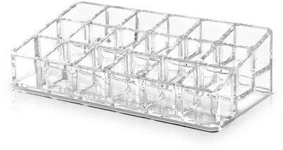 

Bulfyss Premium Acrylic Cosmetic Organizer To Hold 18 Lipsticks, Nail Paints Makeup Vanity Box(Clear)