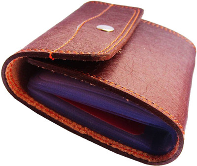 Peacock Mundkar Boys Tan Artificial Leather Card Holder(20 Card Slots)