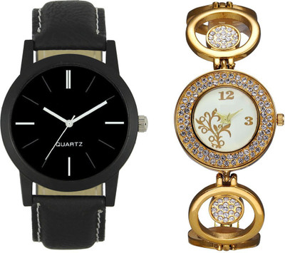 

DURVA RETAIL DRL_005-004 black & Gold diamond Stylish Watch Watch - For Couple