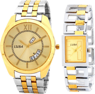 

LUBA 8923 GOLDEN DAY N DATE WATCH WITH STAINLESS STEEL TWO TONE CHAIN Watch - For Men & Women