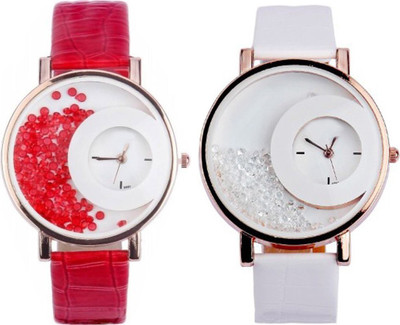 DURVA RETAIL Stylish Moving Red And White Watch Watch - For Girls
