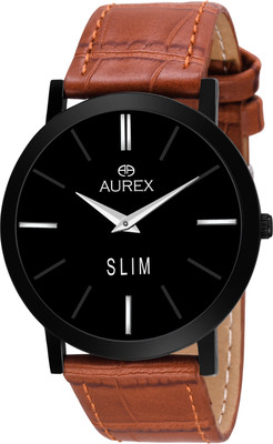 Aurex Black Dial Extra Slim Boy's Analog Watch  - For Men