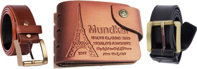 

Peacock Mundkar Wallet, Belt Combo(Tan, Black, Brown)