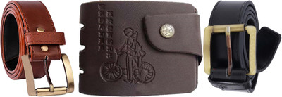 

Peacock Mundkar Wallet, Belt Combo(Black, Brown)
