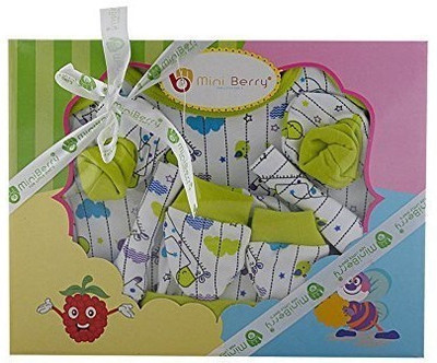 

Poddar Fashion Square Mini Berry Gift Set- 6 Pcs 100% Cotton Newborn(Green)