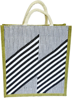 

IMPRESSIONS FOREVER STRIPES JUTE LUNCH BAG BLACK/GREEN Waterproof Lunch Bag(Green, 5 L)