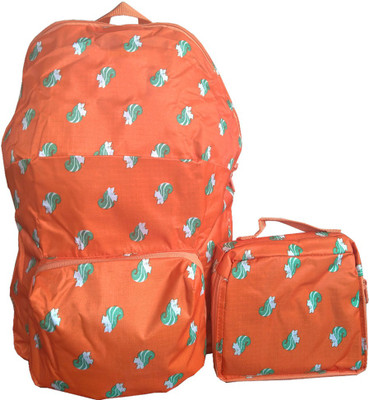 

MOSH Dark Orange with Green Print Foldable Light Weight And Water Proof Washable Backpack For School Collage or Travel Waterproof Backpack(Orange, Green, 5 L)