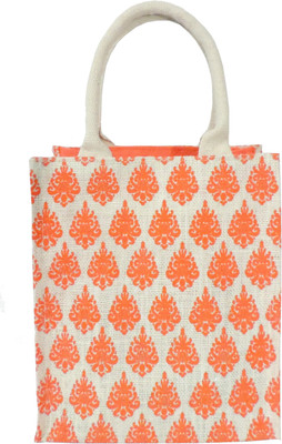 EWB ORANGE IMPRINT JUTE LUNCH TIFFIN BAG Lunch Bag(Orange, 5 L)
