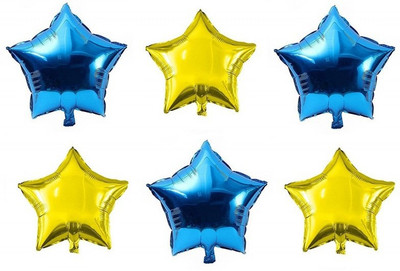 

Theme My Party Solid 18 Inch Star Foil - Blue & Gold - Pack Of 6 Foil Balloon Balloon(Blue, Gold, Pack of 6)