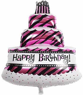 

Theme My Party Printed Happy Birthday Foil Balloon Cake Shaped Balloon(Multicolor, Pack of 1)