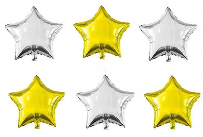 

Theme My Party Solid Star Foil Balloon 18 Inch - Gold & Silver Foil Balloons - 6 Pieces Balloon(Gold, Silver, Pack of 6)