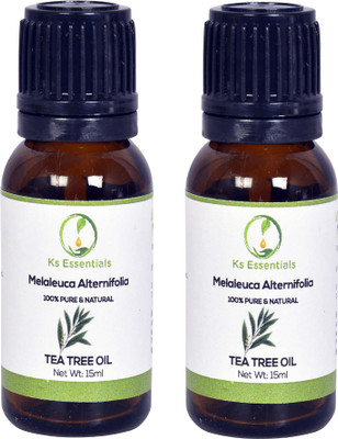 

Ks Essentials Pure Tea Tree Essential Oil ( Melaleuca alternifolia) Pack of 2 (15ml) Each(15 ml)