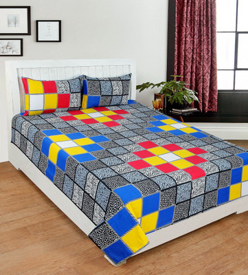 

KD SALES 200 TC Polycotton Double Geometric Bedsheet(Pack of 1, Multicolor)