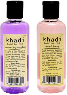 

Vagad's Khadi Rose & Honey and lavender Body wash Set of 2(420 ml, Pack of 2)