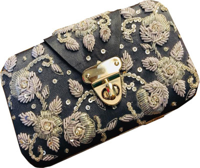 

Craftbazaar Party Grey Clutch