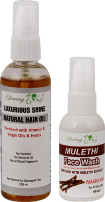 

Glowing Buzz Combo of Mulethi Face Wash and Luxurious Shine Natural hair Oil(Set of 1)