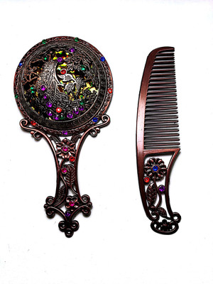 

Digimall Makeup Mirror And Hair Comb With Gift Pack - Designer Combo(Set of 2)