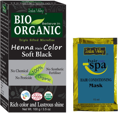 

Indus Valley Bio Organic Soft Black Henna Hair Color with Hair Eaze Spa and Colour Protection Shampoo Combo Kit(Set of 3)