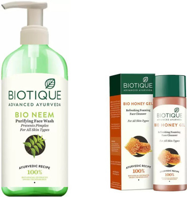 

BIOTIQUE BIO Neem Purifying Face Wash For All Skin Types, Honey Gel Refreshing Foaming FaceÂ cleanser(Set of 2)