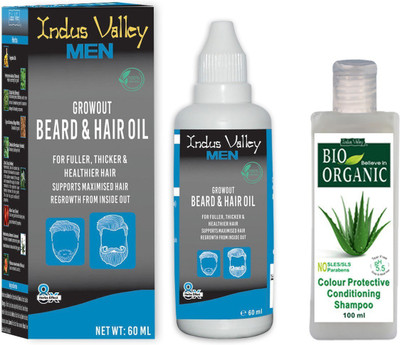 

Indus Valley Beard Growth Oil and Bio Organic Colour Protection Conditioning Shampoo Combo Kit(Set of 2)