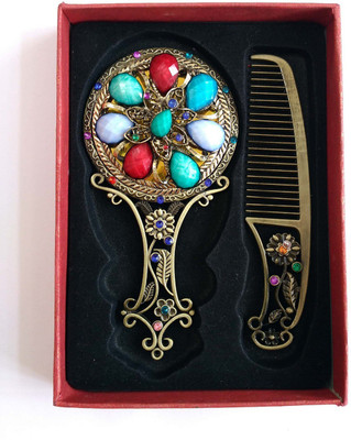 

Digimall Makeup Mirror And Hair Comb With Gift Pack - Designer Combo(Set of 2)
