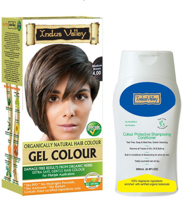 

Indus Valley Gel Organically Natural Medium Brown 4.00 Hair Color & Shampooing Conditioner Combo Set(Set of 2)