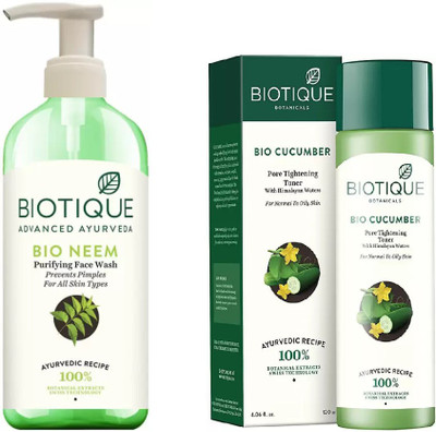 

BIOTIQUE BIO Neem Purifying Face Wash For All Skin Types, Cucumber Pore Tightening Toner(Set of 2)