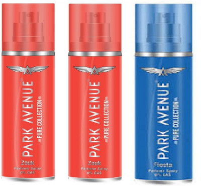 

Park Avenue 2 ZOUK & FIESTA Deodorant Spray - For Men(400 ml, Pack of 3)