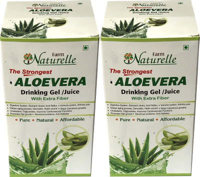 

Farm Naturelle Herbal Concentrated (Extra Fiber in Gel Form) Aloevera Gel/Juice Pack of 2 (Tasty and Fibrous) 400 Ml x 2 Bottles-Amazing Health Benefits(2 x 400 ml)