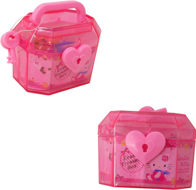 

Parteet Latest Mystery Box with Key and Neckless Erasers for Kids-Birthday Gifts (Pack of 2) Non-Toxic Eraser(Multicolor)