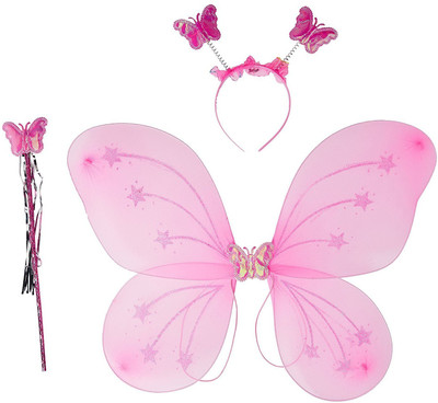 

Arvel pink set of 3 butterfly dress for girls/happy birthday gift/ fancy dress/ butterfly look Hair Accessory Set(Pink)
