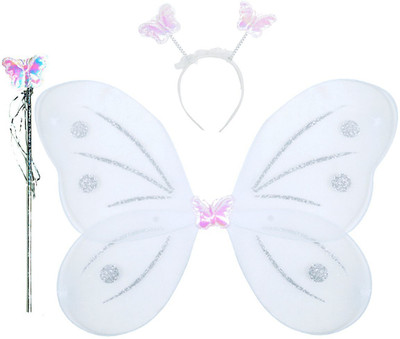

Arvel white set of 3 happy birthday dress/ butterfly dress for girls/happy birthday gift/ fancy dress Hair Accessory Set(White)