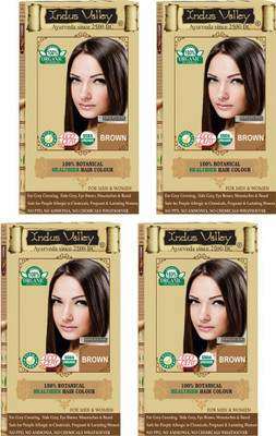 

Indus Valley 100% Organic Botanical Brown- 4 Set- One Touch Pack- No Chemical Hair Color(Brown)