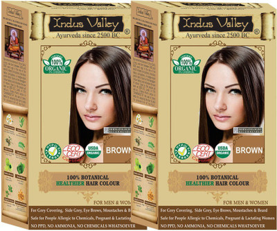 

Indus Valley 100% Organic Botanical Brown- 2 Set- One Touch Pack- Hair Color(Brown)