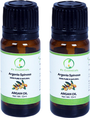 

Ks Essentials Pure Argan Carrier Oil (Argania spinosa) Pack of 2 (10ml) Each Hair Oil(10 ml)
