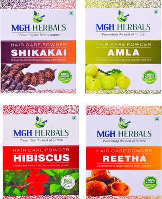 

MGH Herbals Shikakai, Amla, Hibiscus & Reetha (Pack of 4)(400 g)