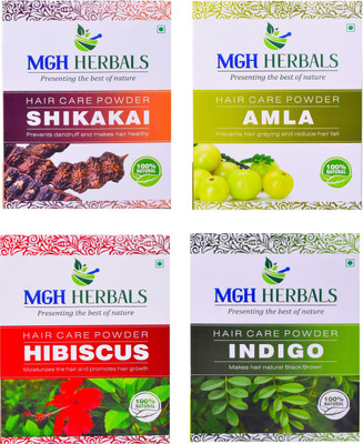 

MGH Herbals Shikakai, Amla, Hibiscus & Indigo Leaf (Pack of 4)(400 g)