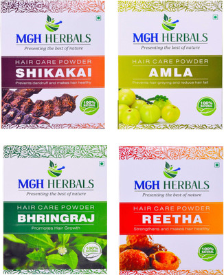 

MGH Herbals Shikakai, Amla, Bhingraj & Reetha (Pack of 4)(400 g)