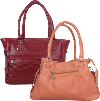 

Element Cart Hand-held Bag(Maroon, Beige), Beige;maroon