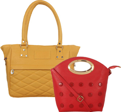 

Fillin Cart Hand-held Bag(Beige, Red)