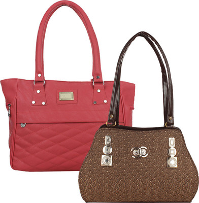 

Element Cart Hand-held Bag(Pink, Brown), Brown;pink