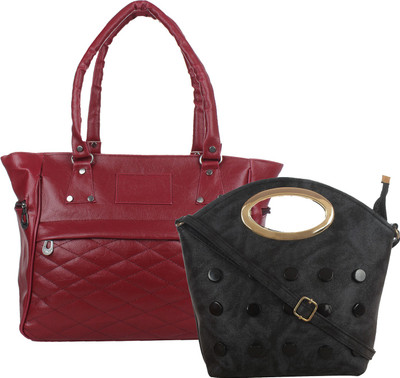 

Fillin Cart Hand-held Bag(Maroon, Black), Black;maroon