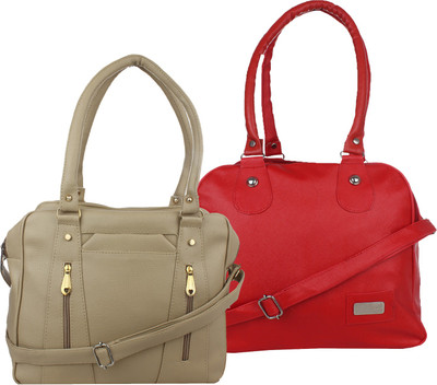 

Fillin Cart Hand-held Bag(Red, Beige), Beige;red