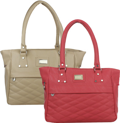 Element Cart Hand-held Bag(Pink, Beige), Beige;pink