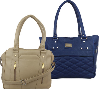 

Element Cart Hand-held Bag(Blue, Beige), Beige;blue